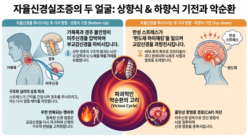 낫지 않는 자율신경실조증, 자율신경을 파괴하는 뇌와 척추의 악순환