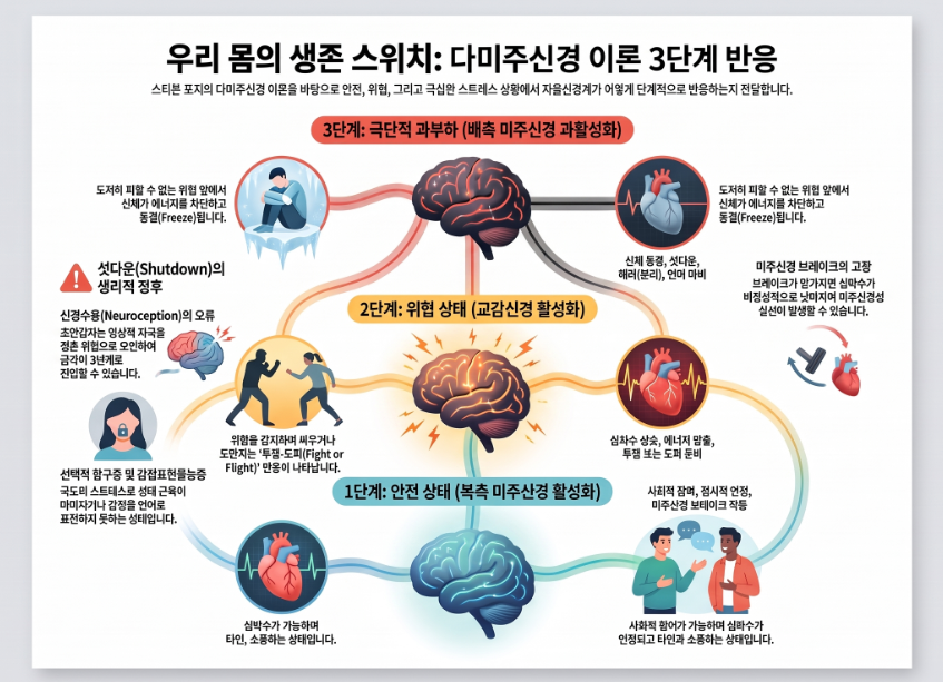스트레스 받으면 말문이 막히고 멍해지는 이유, 미주신경 셧다운과 다미주신경 이론