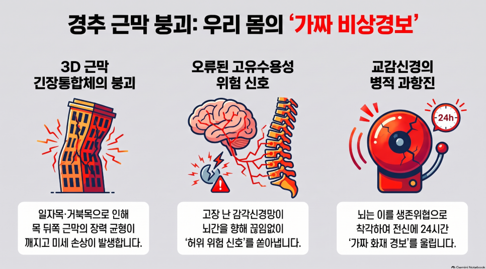 원인 모를 만성 소화불량과 브레인 포그, 목뼈가 뇌신경을 누르는 상향식 기전의 진실