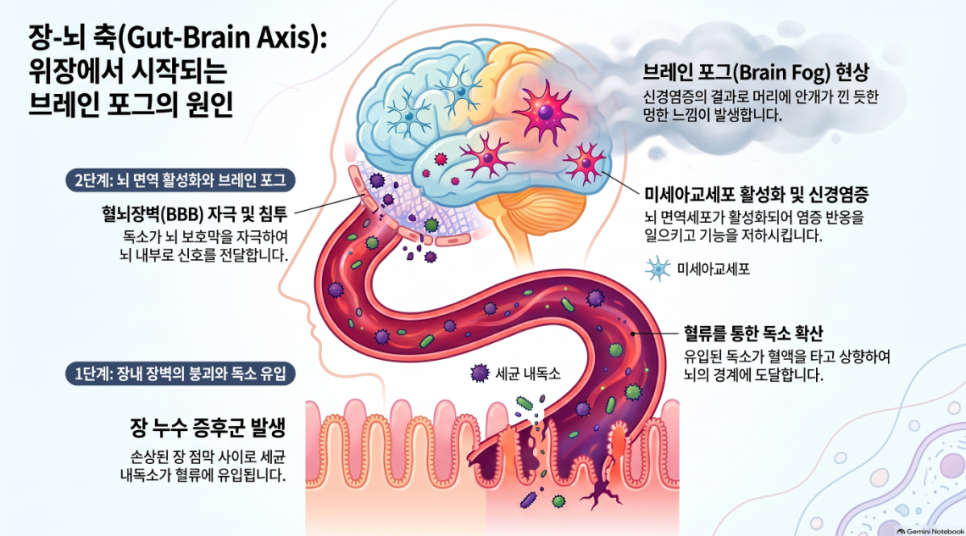 장이 안 좋은데 머리가 멍해요, 브레인포그와 장누수 증후군의 관계
